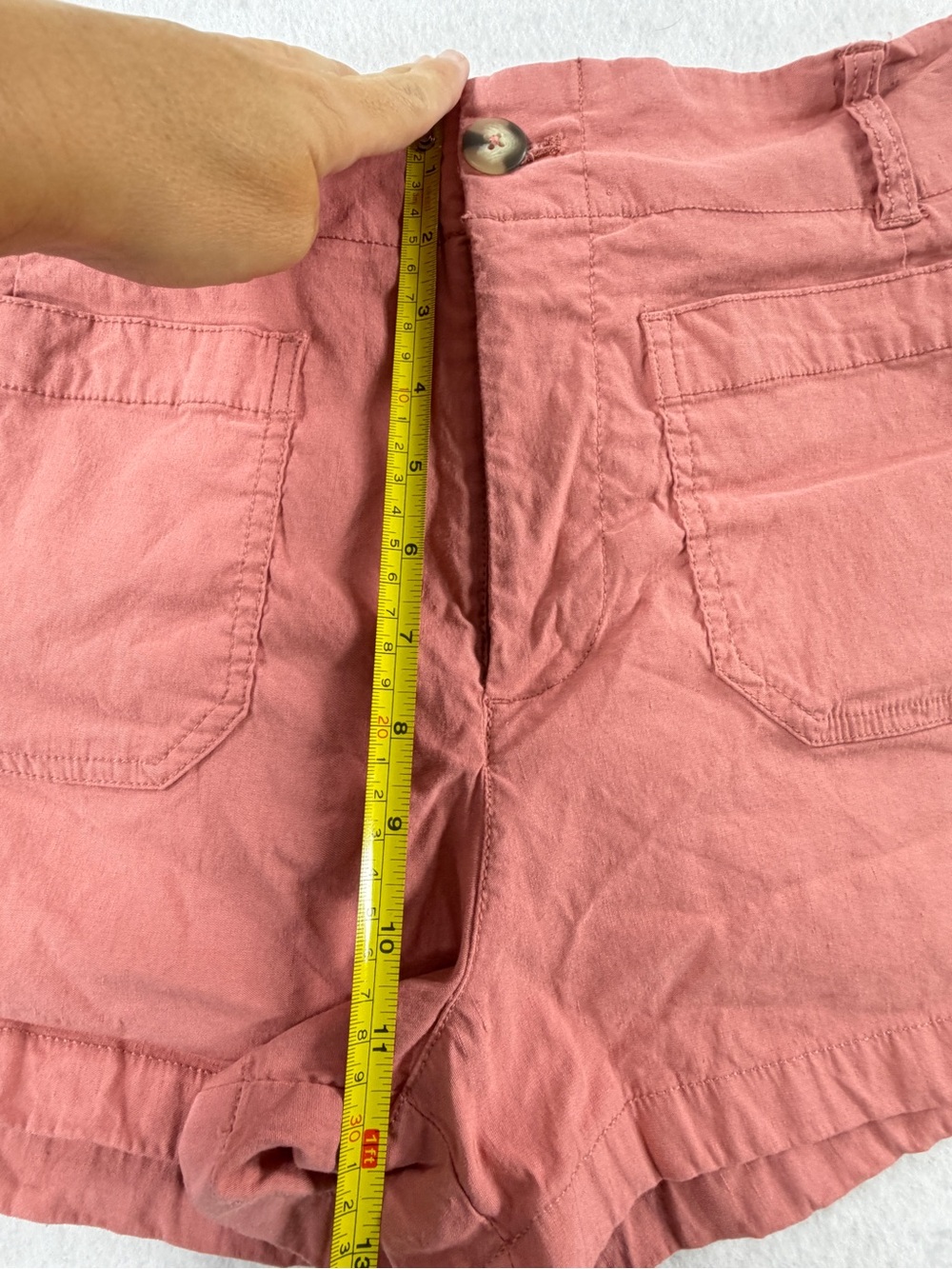 Anthropologie Maeve Colette High Rise Utility Shorts Mauve Pink Size 28 Linen - Picture 7 of 9